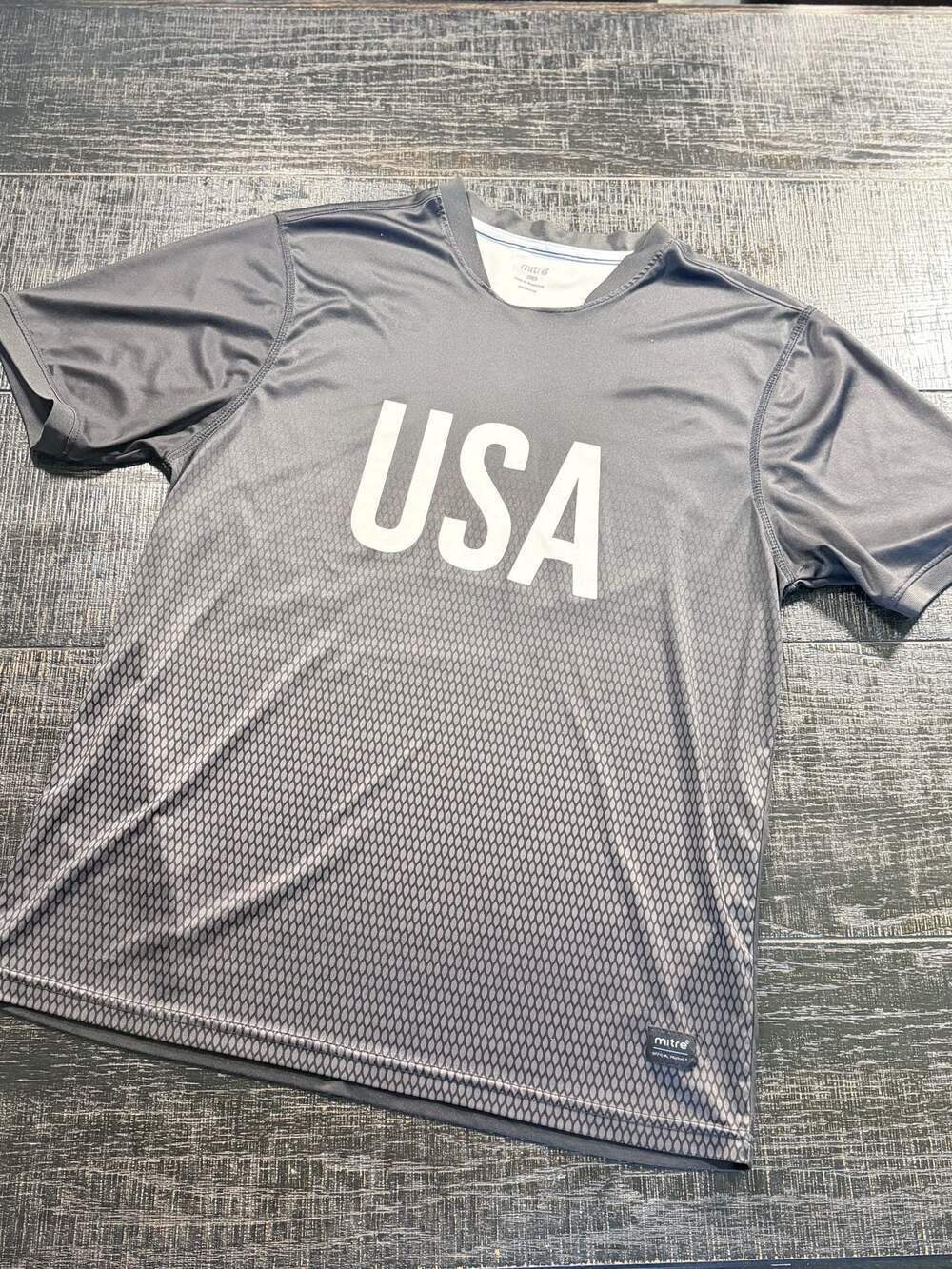 Mitre USA Soccer Training Jersey Grey Diamond Pattern Performance Shirt